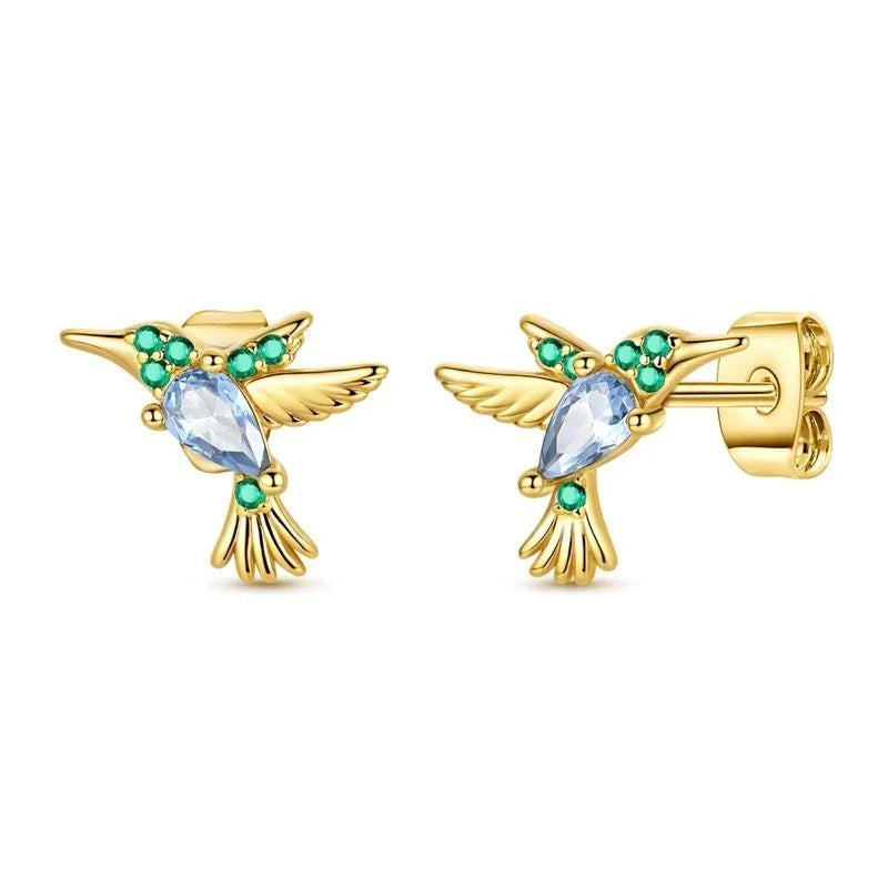 925 Sterling Silver Colorful Butterfly Heart Flower Starfish Bow Geometry Stud Earrings for Women Gift Jewelry Accessories