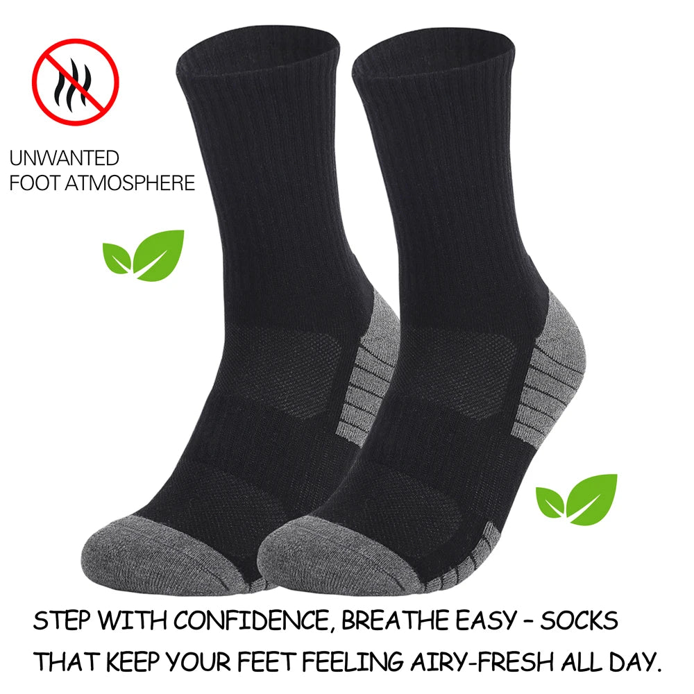 6 Pairs Unisex Hiking Socks Mid Crew Anti Slip Cushioning