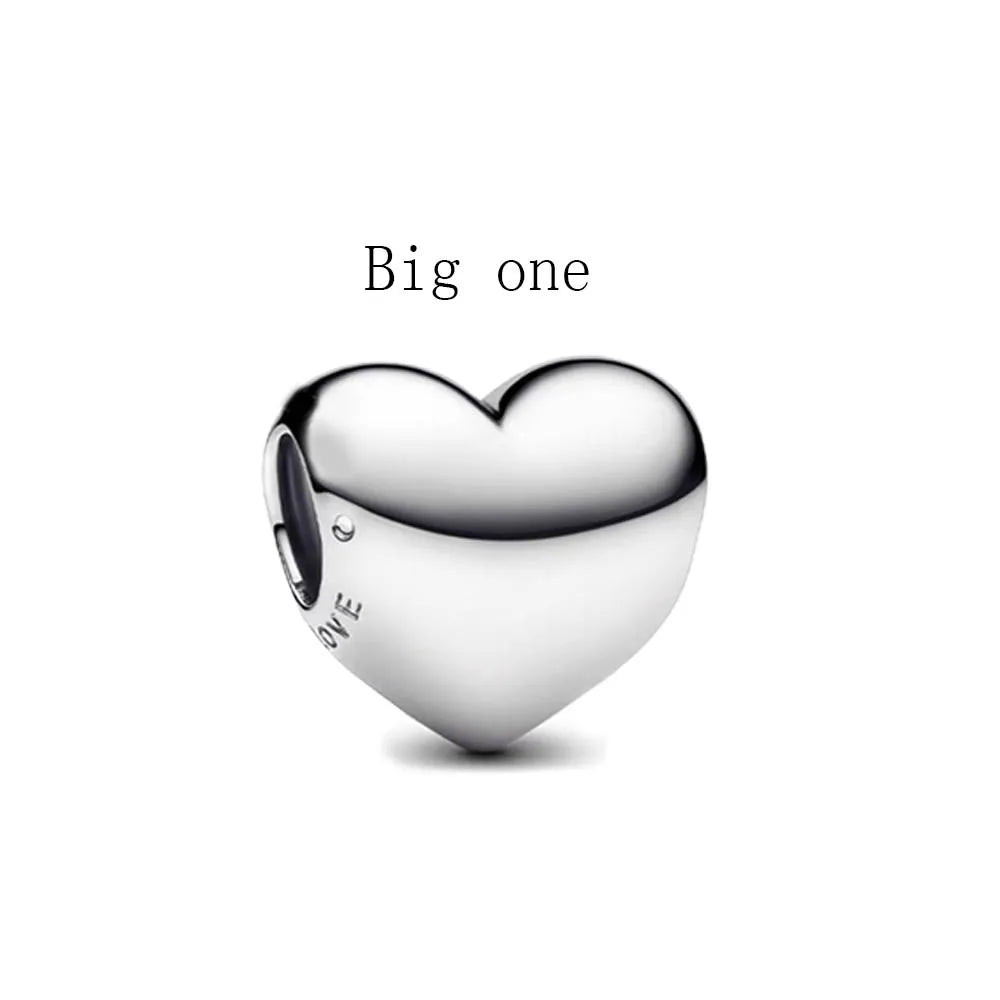 925 Sterling Silver Zirconia Heart Gold Silver Charm