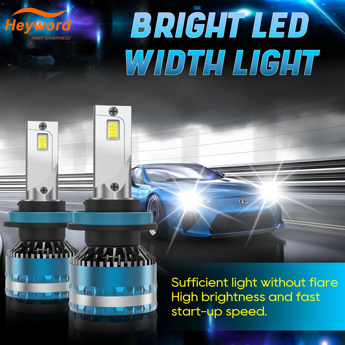 Heyword 160W LED Car Headlight Bulbs 6000K High 30000LM