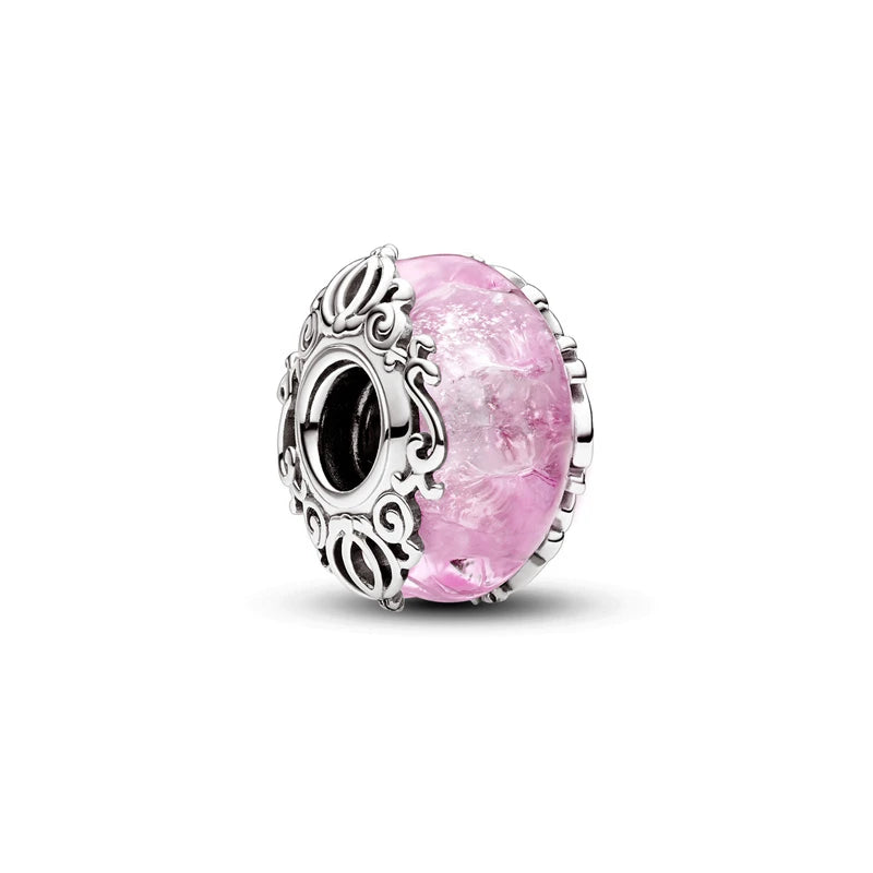 Hot Pink Murano Glass Charm Bead For 925 Bracelet Pendant