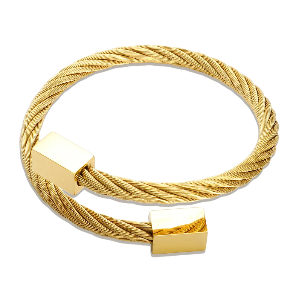 Jovolove Elegant Stainless Steel Waterproof Bangle for Women - Fashionable Gemstone Design