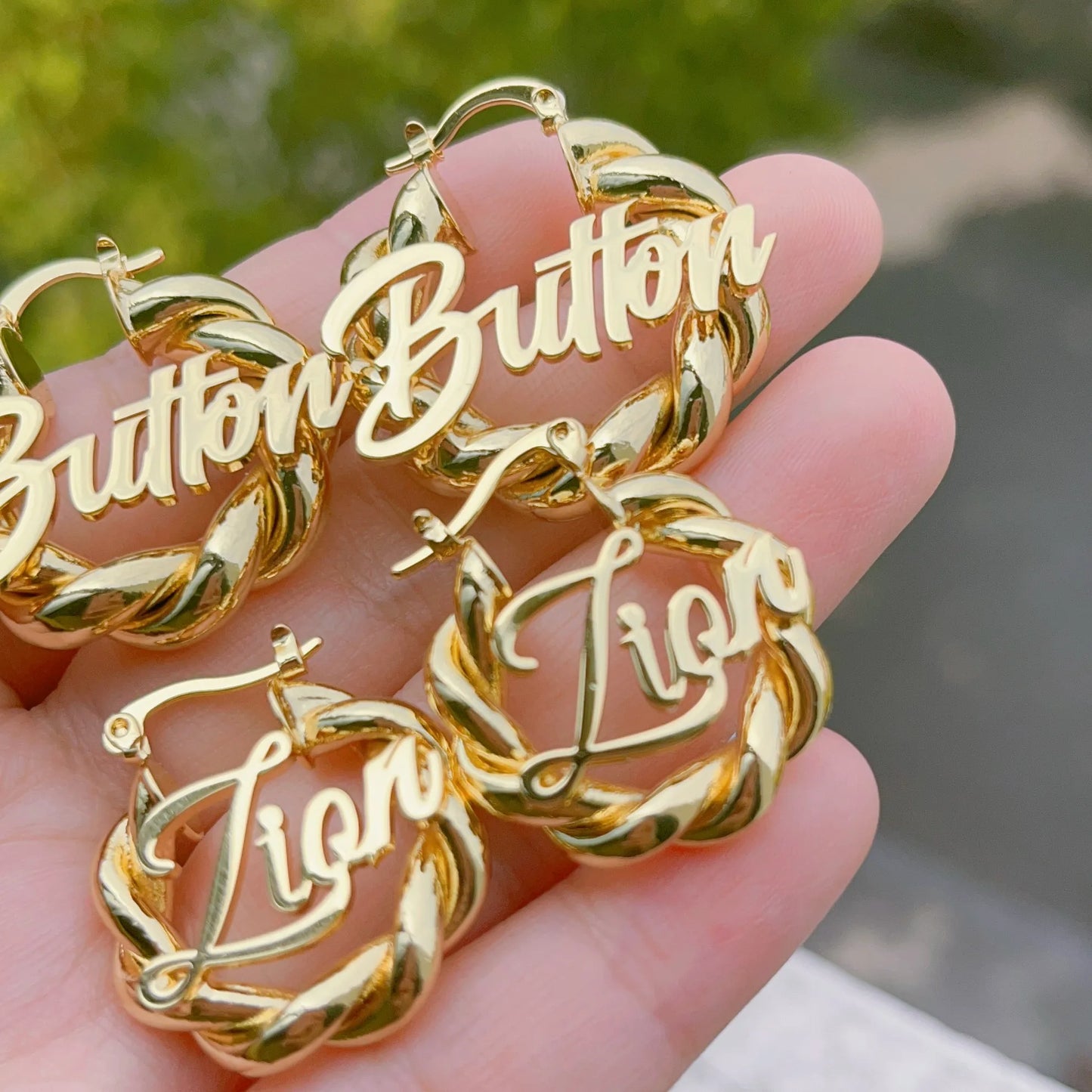 Duoying Personalized Name Hoop Earrings for Kids 25mm Mini Twist Letter Jewelry Gift