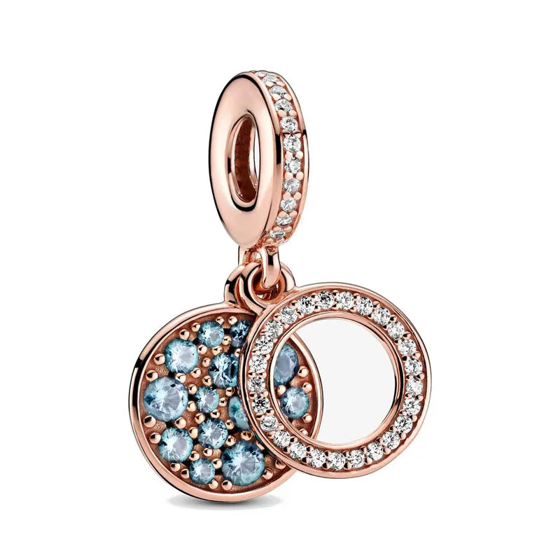 Rose Gold Padlock Heart Key Pendant Necklace for Women 925 Silver with Zircon Beads P1157