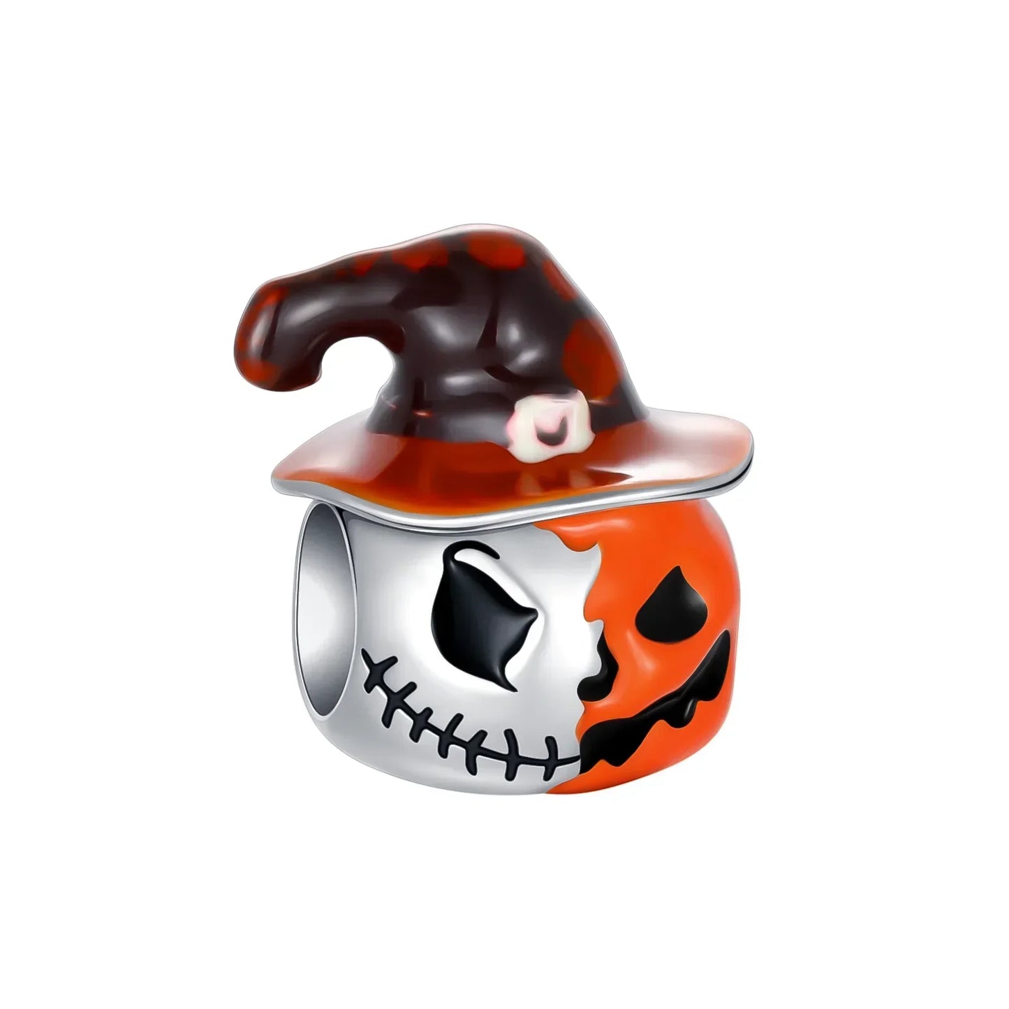 925 Sterling Silver Halloween Charms Set Pumpkin Skull Witch Ghost Beads for Bracelet Necklace Jewelry