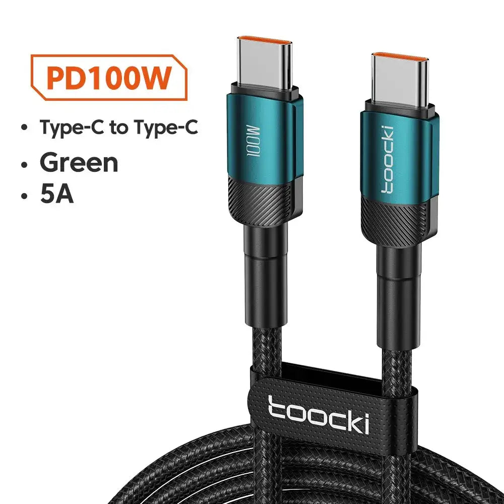 Toocki USB Type C Cable Fast Charging USB C Charger Cord 1m 2m 2m 100W C to C Green