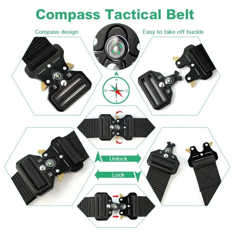 Men's Belt Outdoor Multi Function Compass High Quality Canvas