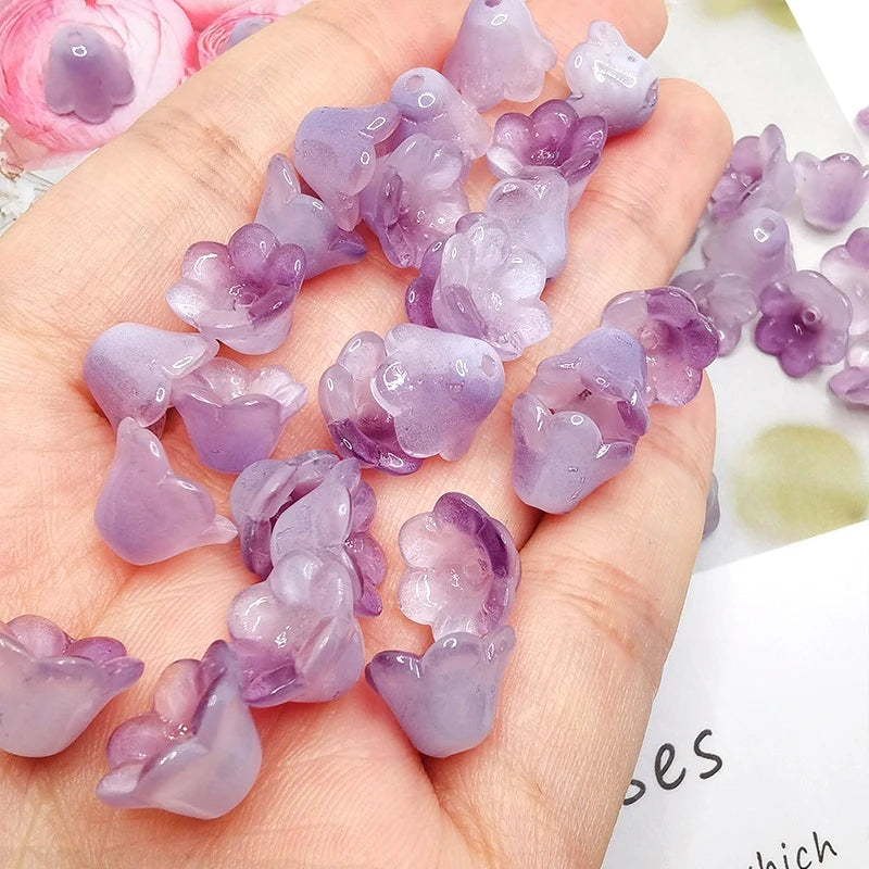 30 Piece Colorful Flower Shape Glass Beads for DIY Jewelry Making and Handmade Accessories
