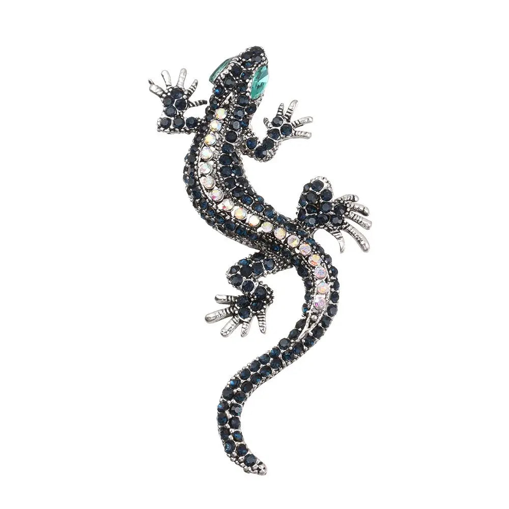 Vintage Rhinestone Lizard Gecko Brooch Pin for Gift Bags
