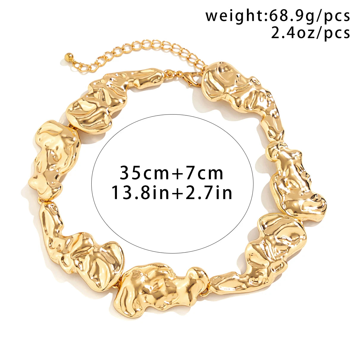 Lacteo Bold Irregular Metal Chain Collar Necklace for Women Fashionable Heavy Metal Choker Jewelry