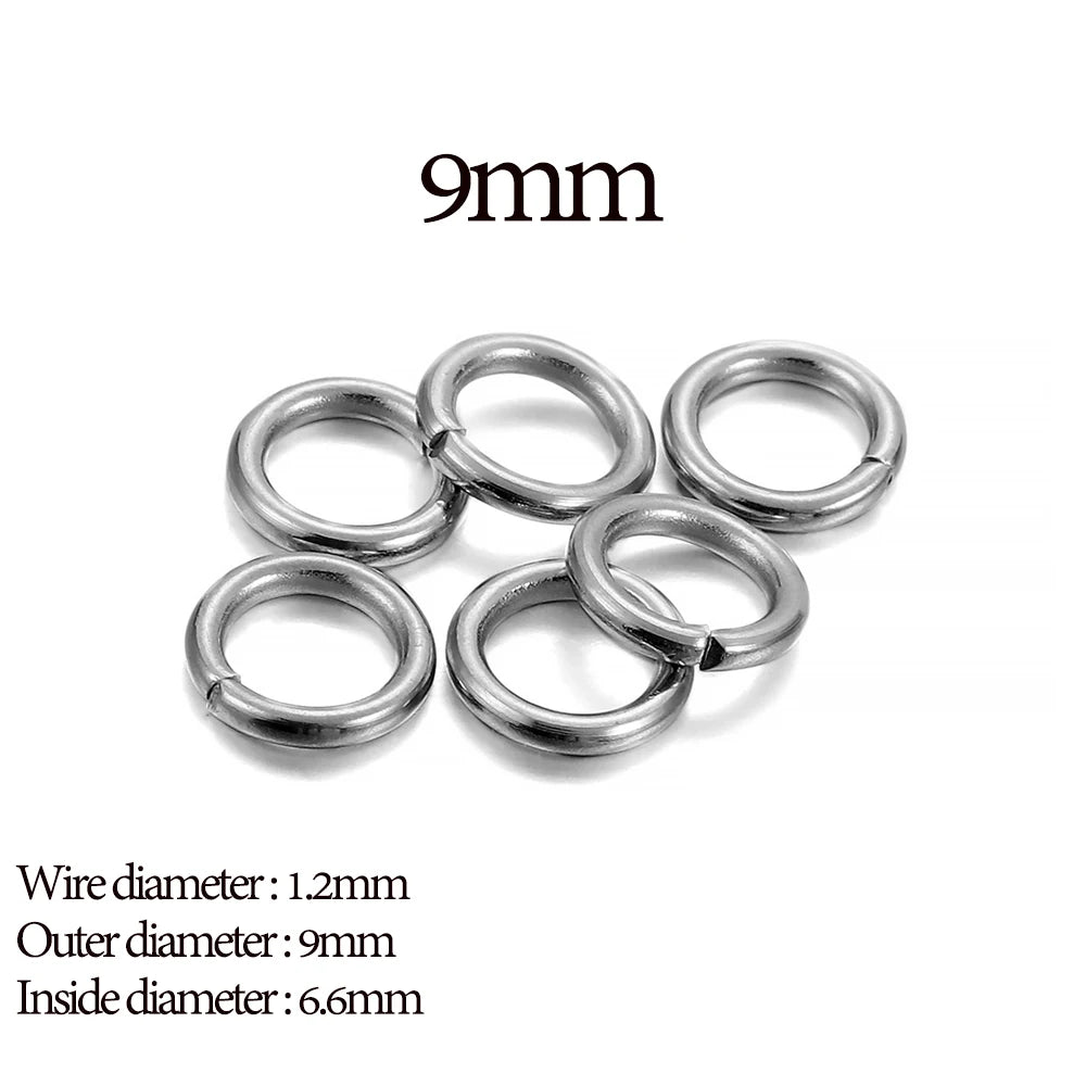 Stainless Steel Jump Rings Open Loops for DIY Jewelry Making 30 to 200 Pieces 1.2 x 9mm 200pcs