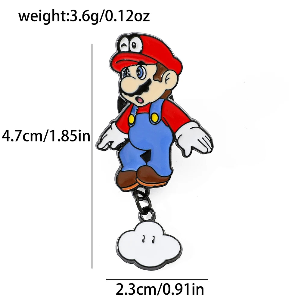 Charming Super Mario Metal Brooch Set - Cute Cartoon Game Character Pins