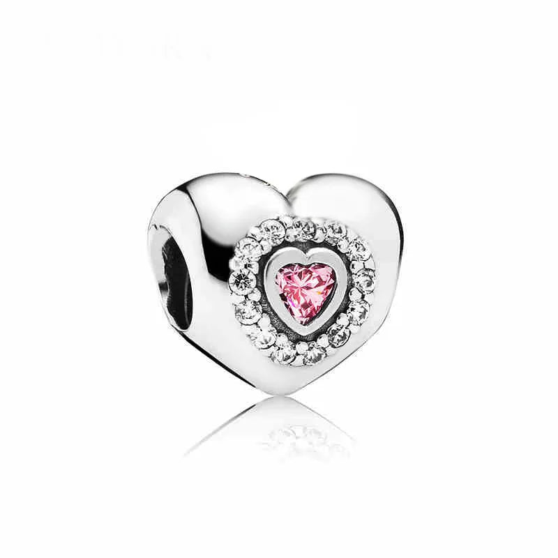 European 925 Sterling Silver Pink Charm Bead for Mother's Day Jewelry Gift for Women
