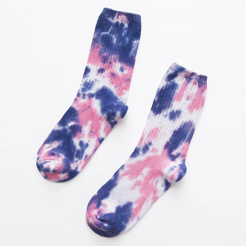 Unisex Antibacterial Tie Dye Cotton Blend Cycling Socks