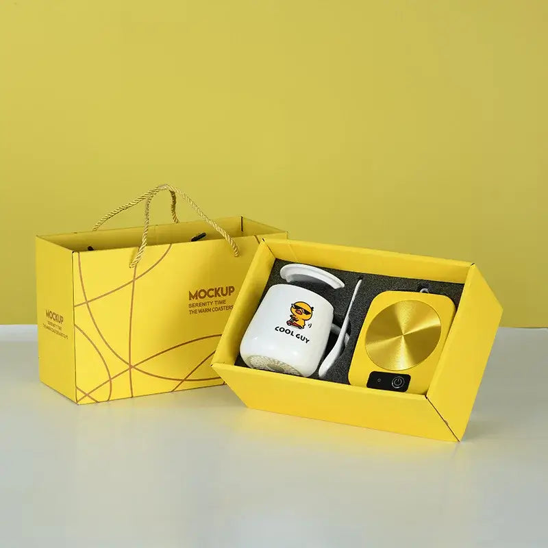 Coffee Mug Heating Pad Cup Warmer USB Electric Mat Set Yellow Gift Set