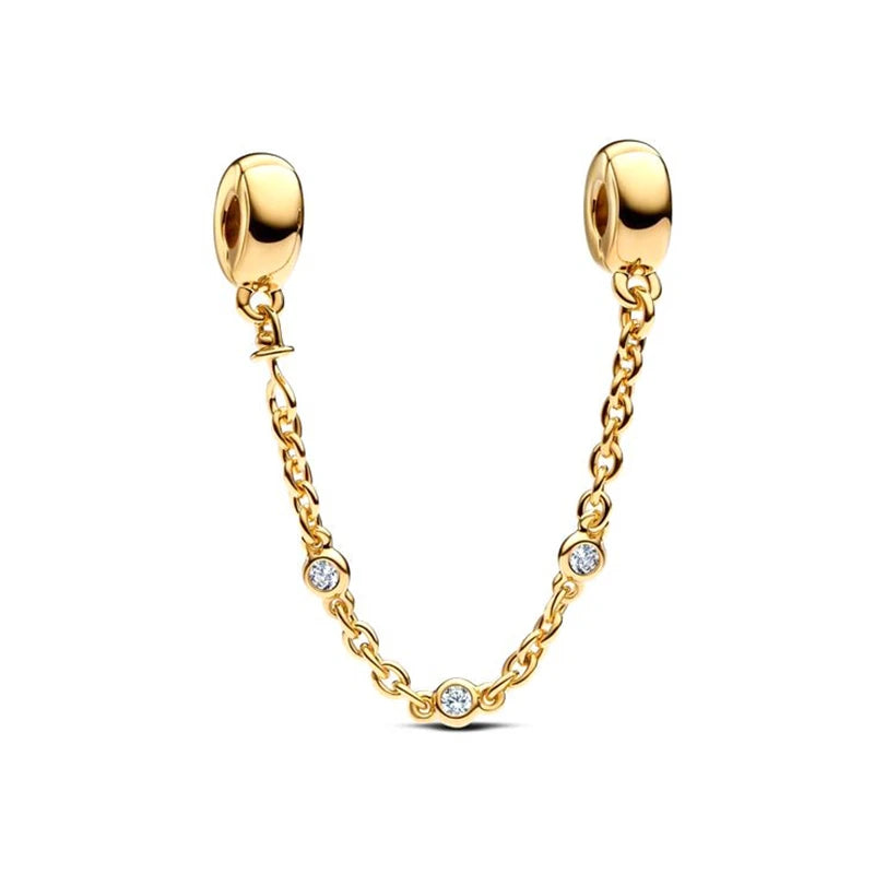 Golden Dragon Double Heart Dangle Charm Bead For 925 Bracelet