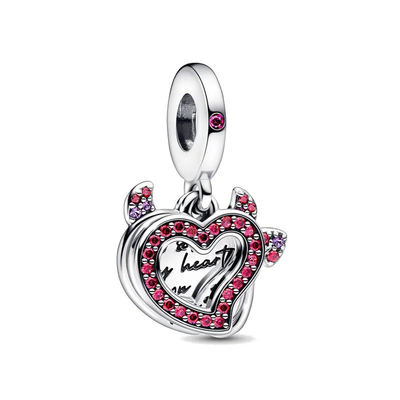 Rose Gold Padlock Heart Key Pendant Necklace for Women 925 Silver with Zircon Beads P1459
