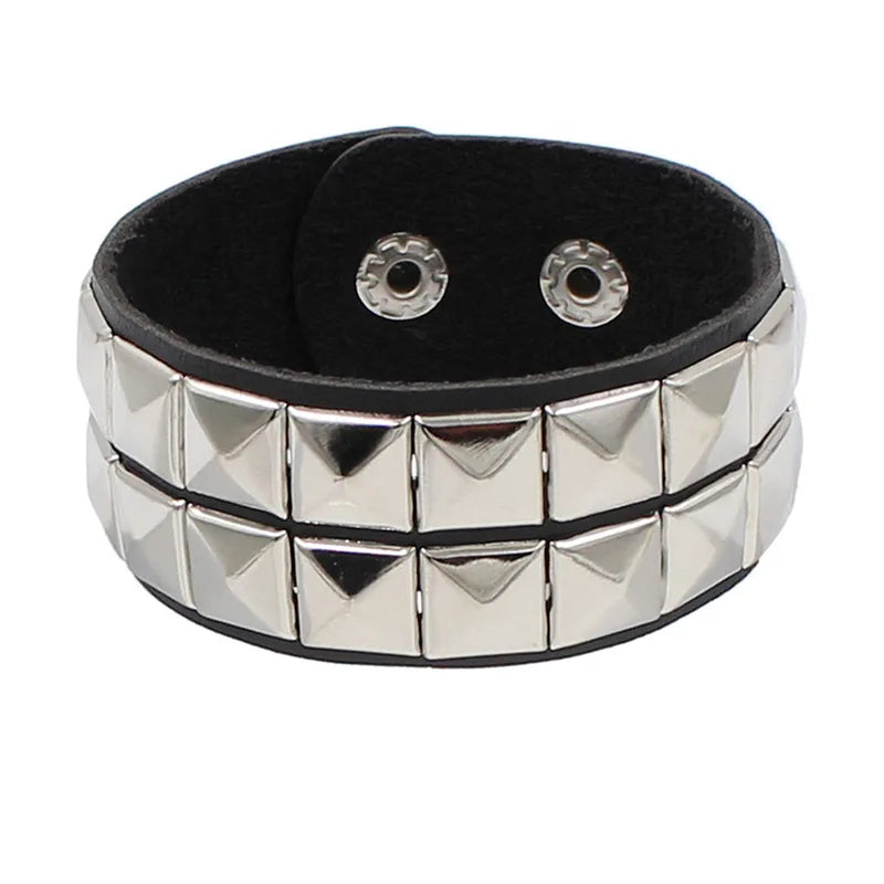 Gothic Punk Cat Heart Leather Bracelet For Women And Men