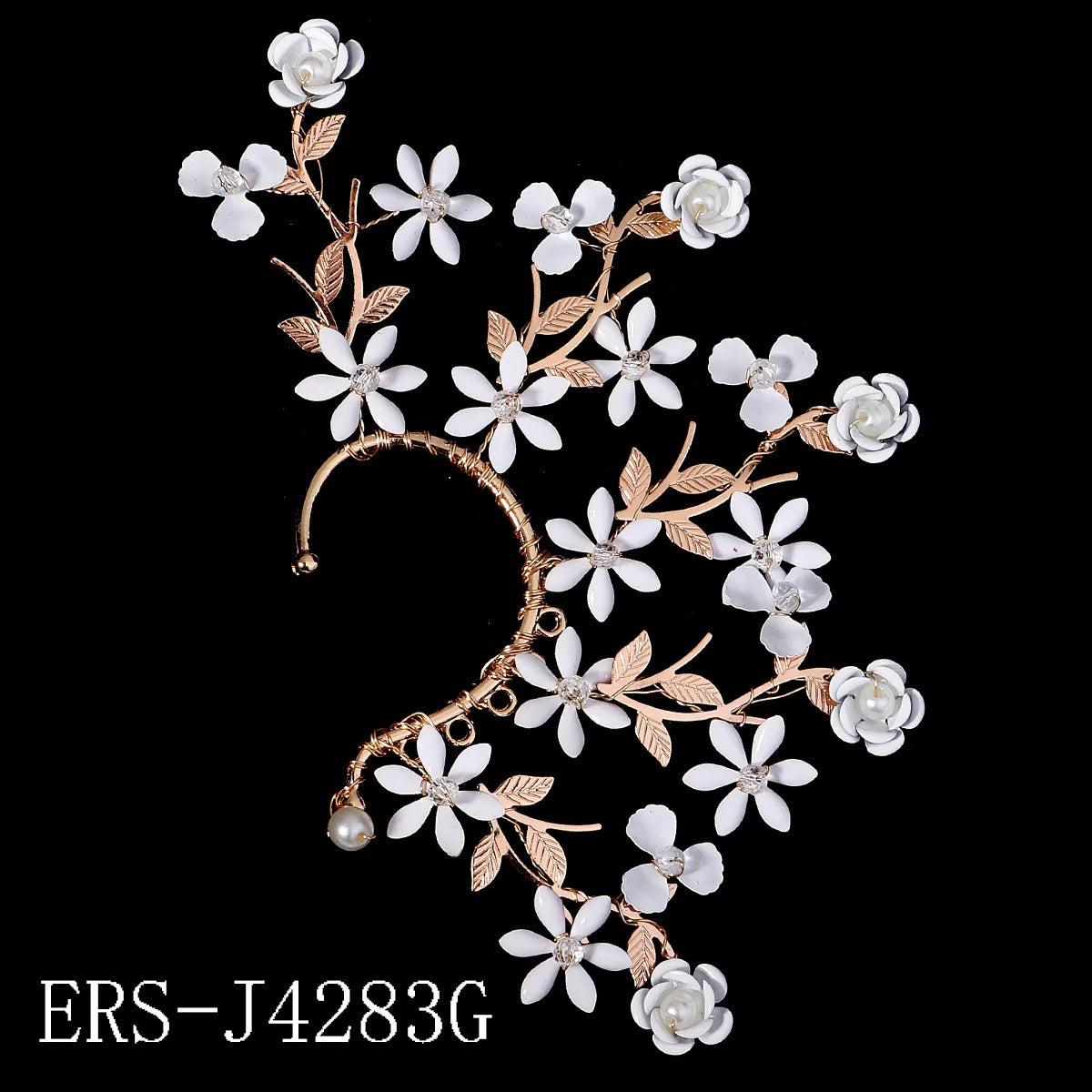 Elegant Pearl Rhinestone Bridal Ear Clips - Handmade Metal Barrettes for Women