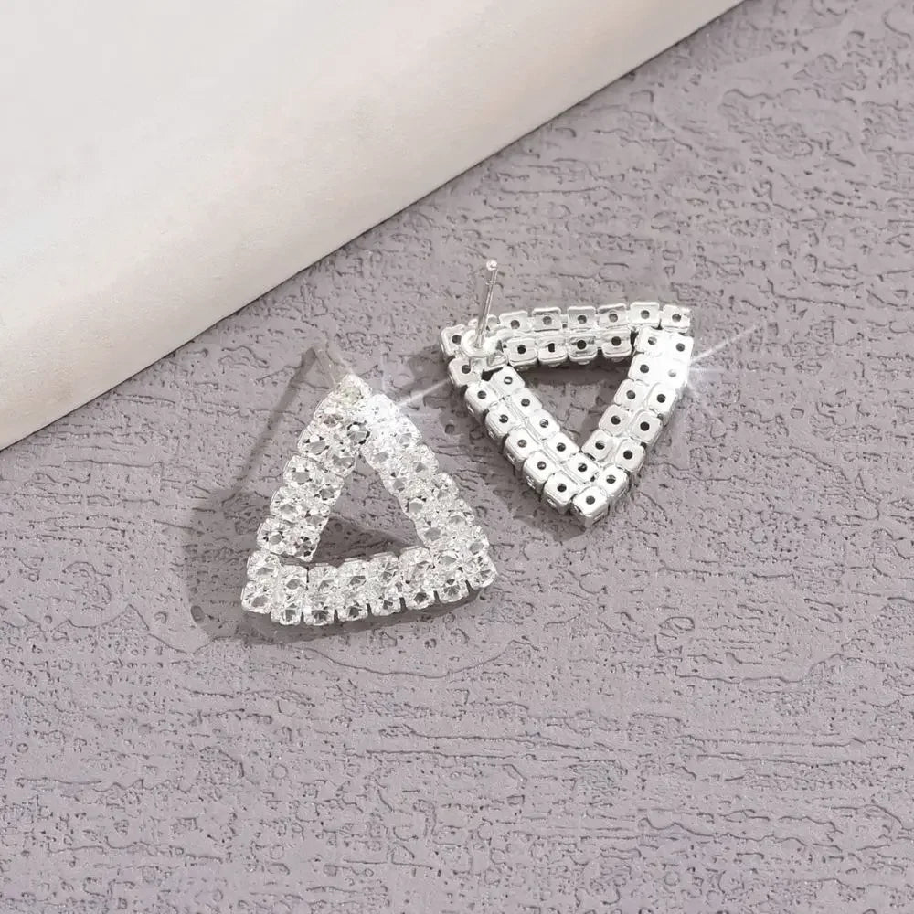 Bling Sweet Heart Geometric Glass Stud Earrings for Trendy Elegant Women