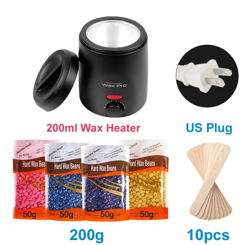 Painless Hair Removal Wax Heater Kit Professional Epilator with Hot Film Hard Wax Beans