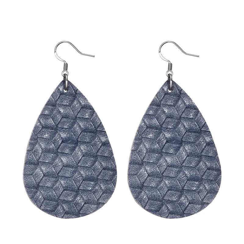 Elegant Faux Leather Teardrop Earrings for Women Lightweight Dangle Fashion Jewelry