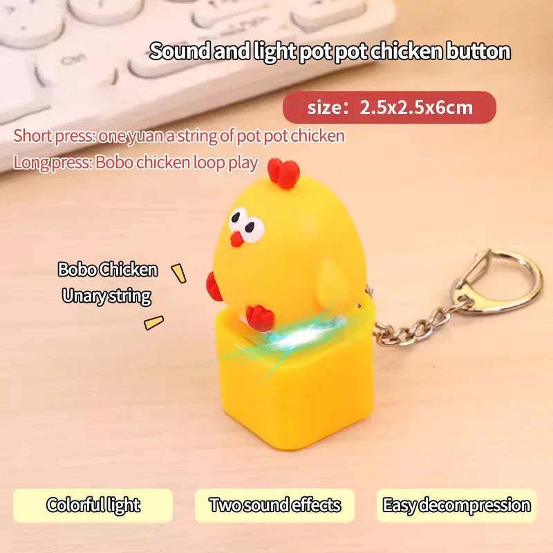 Wooden Fish Keychain Stress Relief Toy with Light and Sound Effect Perfect Gift for Girls and Children