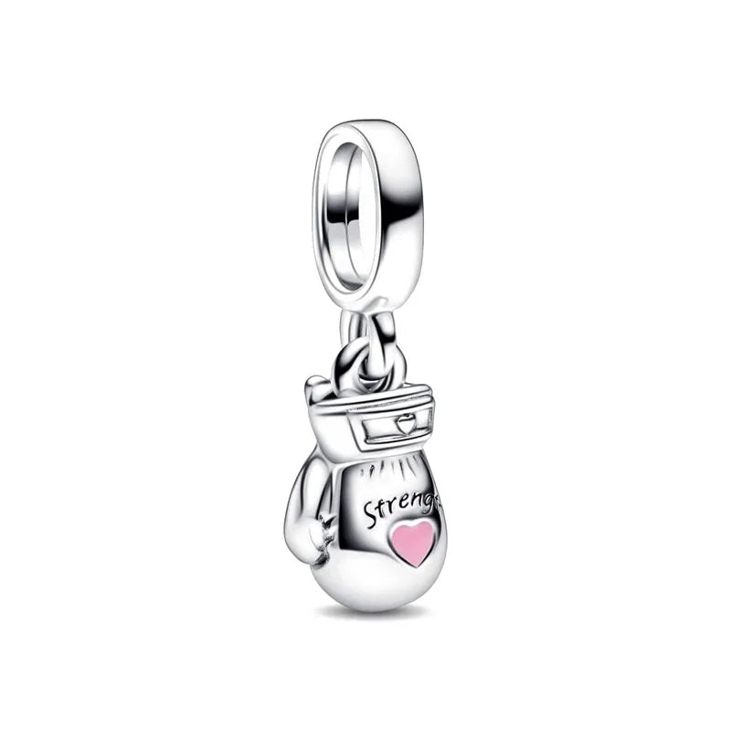 Hot Selling 925 Silver Heart Shaped Flag Pendant for European Bracelets Exquisite DIY Jewelry with Zircon