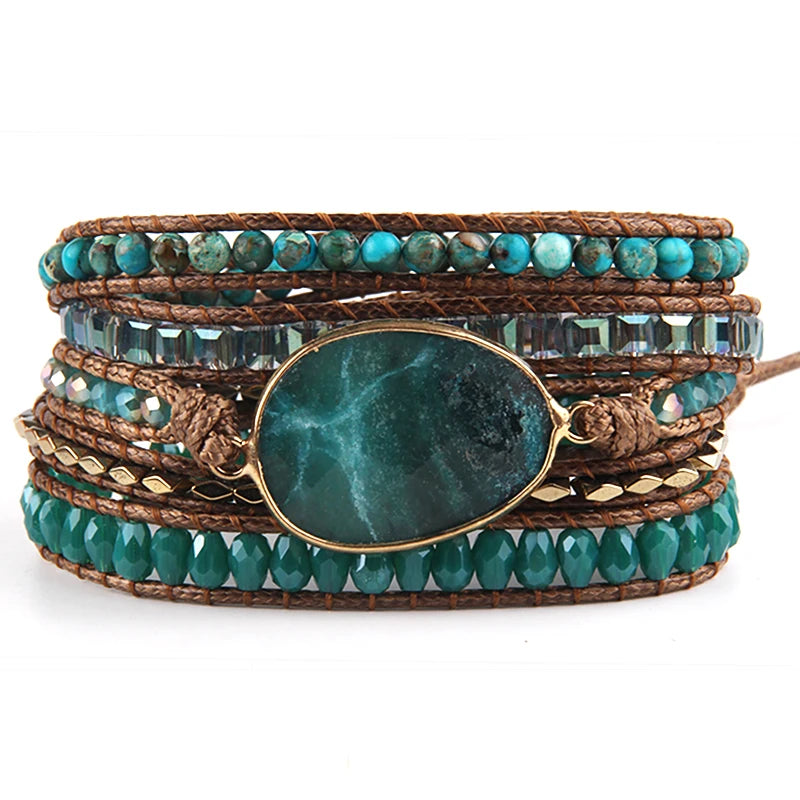 Mixed Natural Stones Bohemian Wrap Bracelets Set for Women