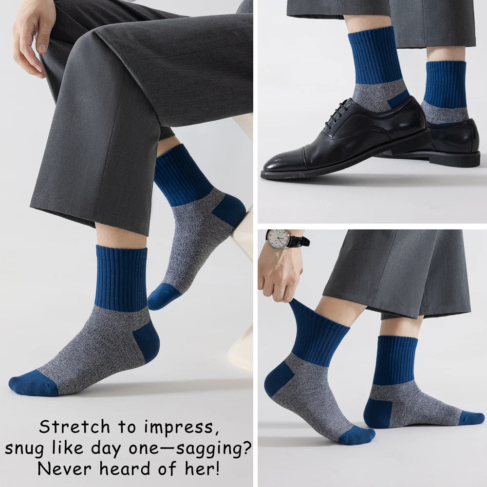 5 Pairs Vintage Thermal Cotton Socks Men With Arch Support