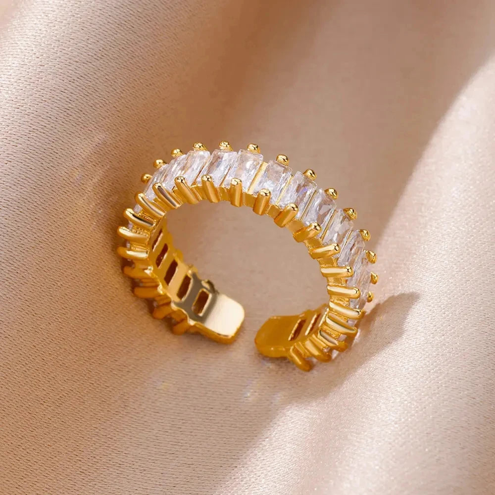Gold Color 316L Stainless Steel Women's Rings - Fade-Resistant Luxury Wedding Jewelry with Free Shipping