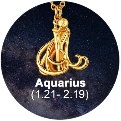 U7 Zodiac Constellations Pendant Necklace Unisex 3D Horoscope Charm Jewelry Gift