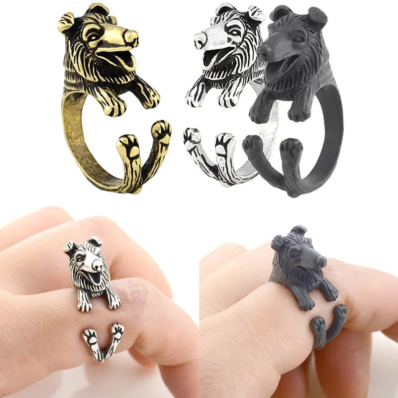 Vintage Labrador Retriever Wrap Ring Adjustable Fashion Jewelry for Women and Men