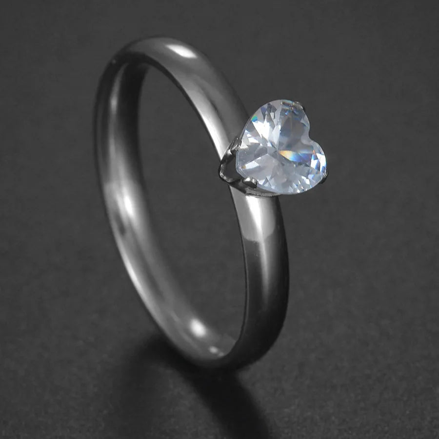 Elegant Zircon Crystal Stainless Steel Ring for Weddings and Engagements