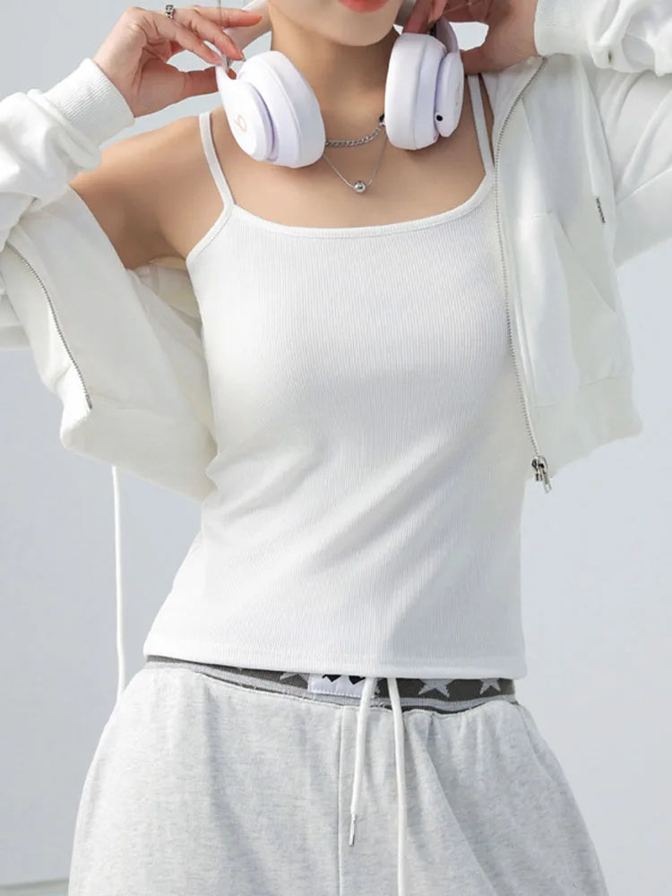 Womens Summer Slim Stretch Spaghetti Strap Tank Top