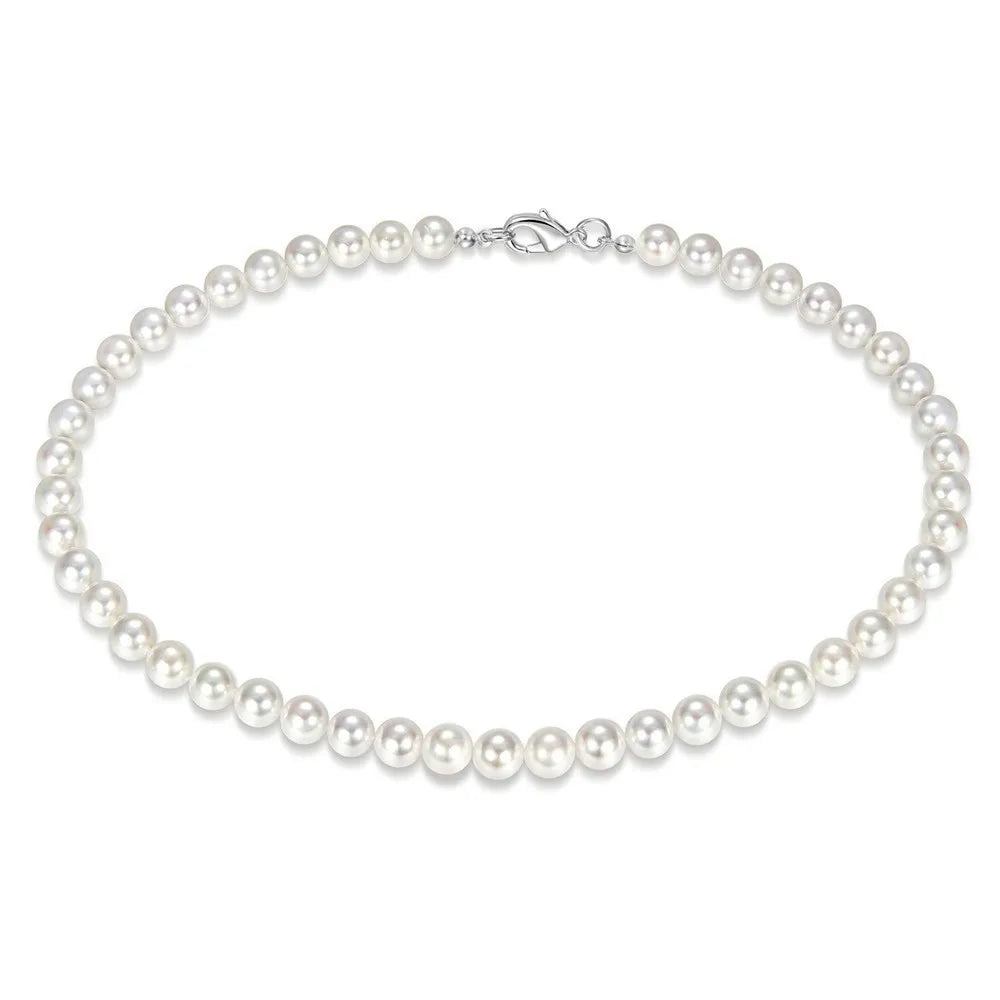 Elegant Unisex Pearl Necklace Handmade Bead Strand for Weddings and Banquets 2024 Trend