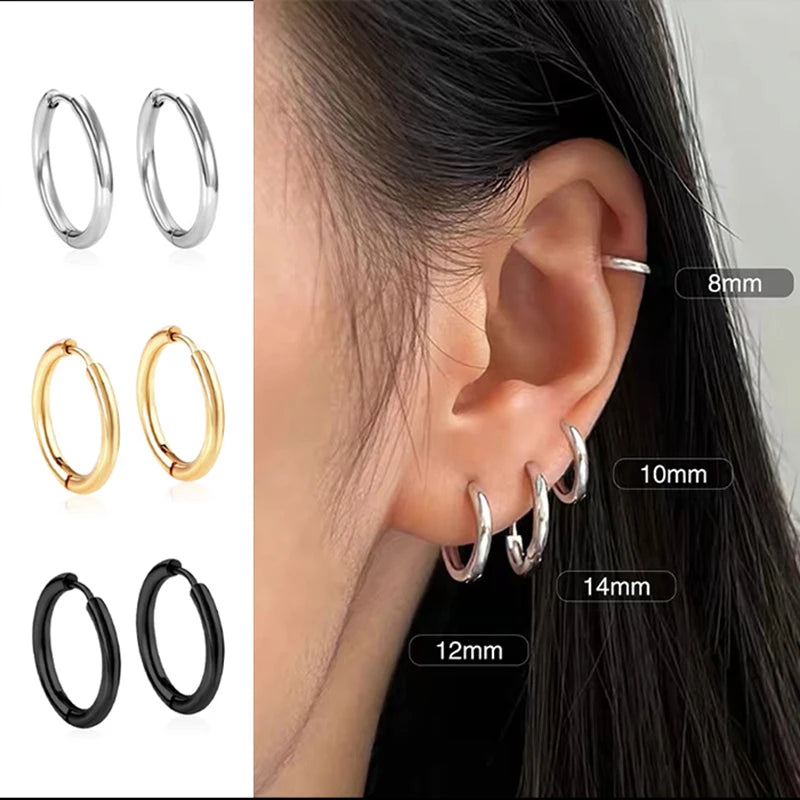 Classic Stainless Steel Hoop Earrings Set for Men and Women 2024