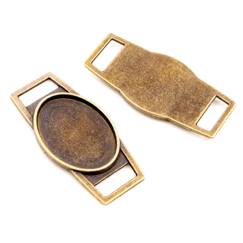 Antique Finish Cameo Cabochon Bracelet Setting Trays in Gold Silver Bronze and Rhodium 10 Pack