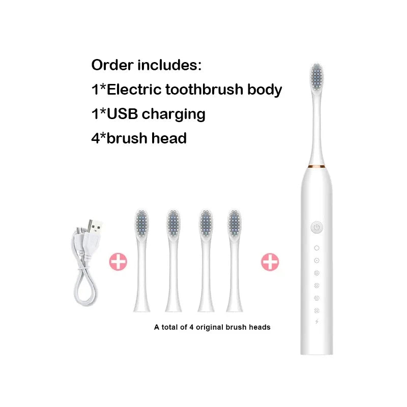 Electric Ultrasonic Toothbrush Six Speed Mode USB Charging Set