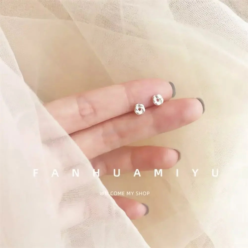 925 Silver Mini Stud Earrings for Women Heart Star Butterfly Dinosaur Design