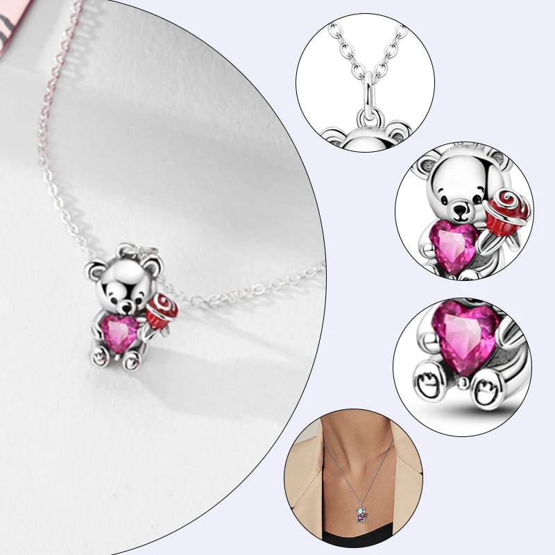 Elegant 925 Sterling Silver Zircon Butterfly Heart Pendant Necklace for Women Anniversary Gift
