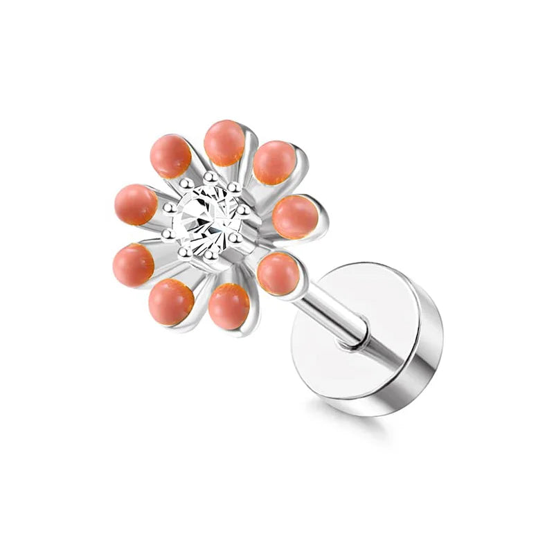 Drperfect Surgical Steel Butterfly Flower Cartilage Stud Earrings for Women with Screw-Back Design