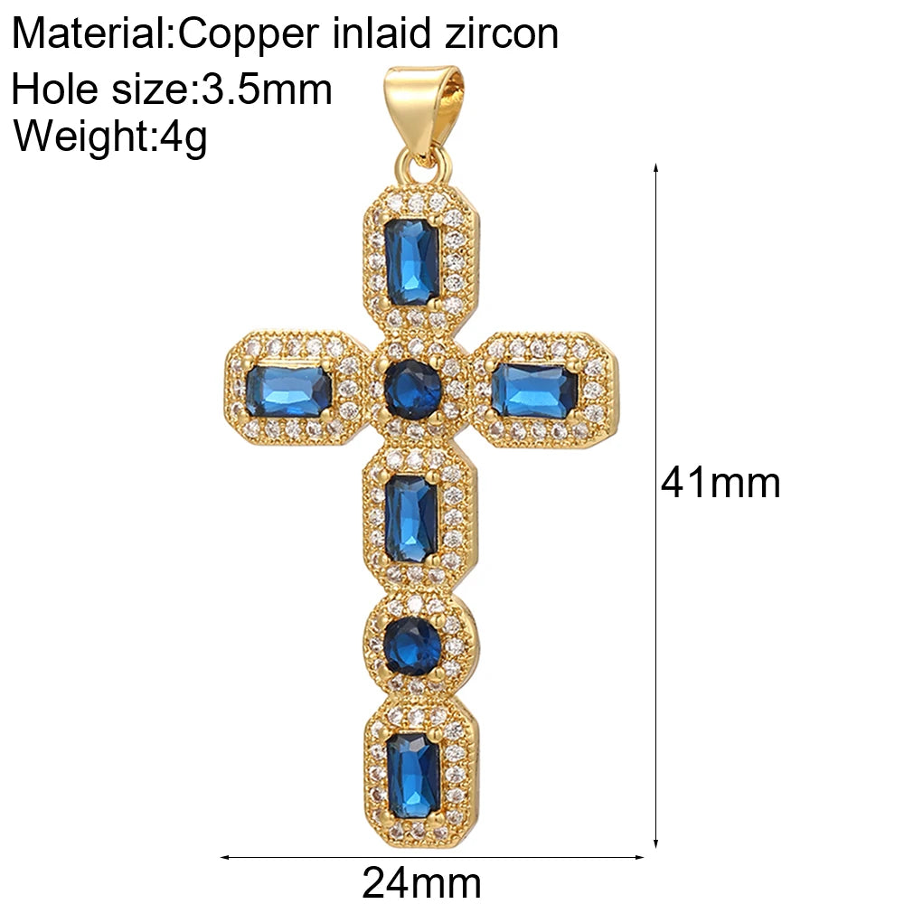 Gold Cubic Zirconia Cross Dangle Charms for Jewelry Making Necklace Bracelet Earrings