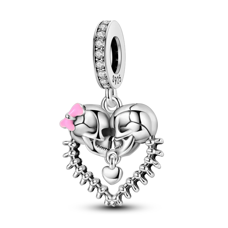 Silver Star Moon Heart Charm Bracelet with CZ Beads and Angel Wing Pendant for Women KTC1351