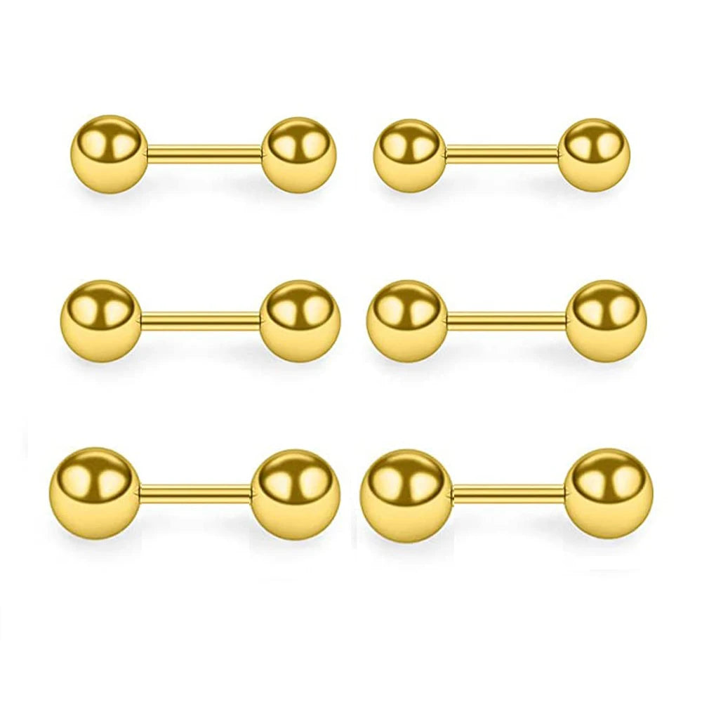 3 Pairs Unisex Stainless Steel Barbell Stud Earrings Minimalist Ball Design for Men and Women
