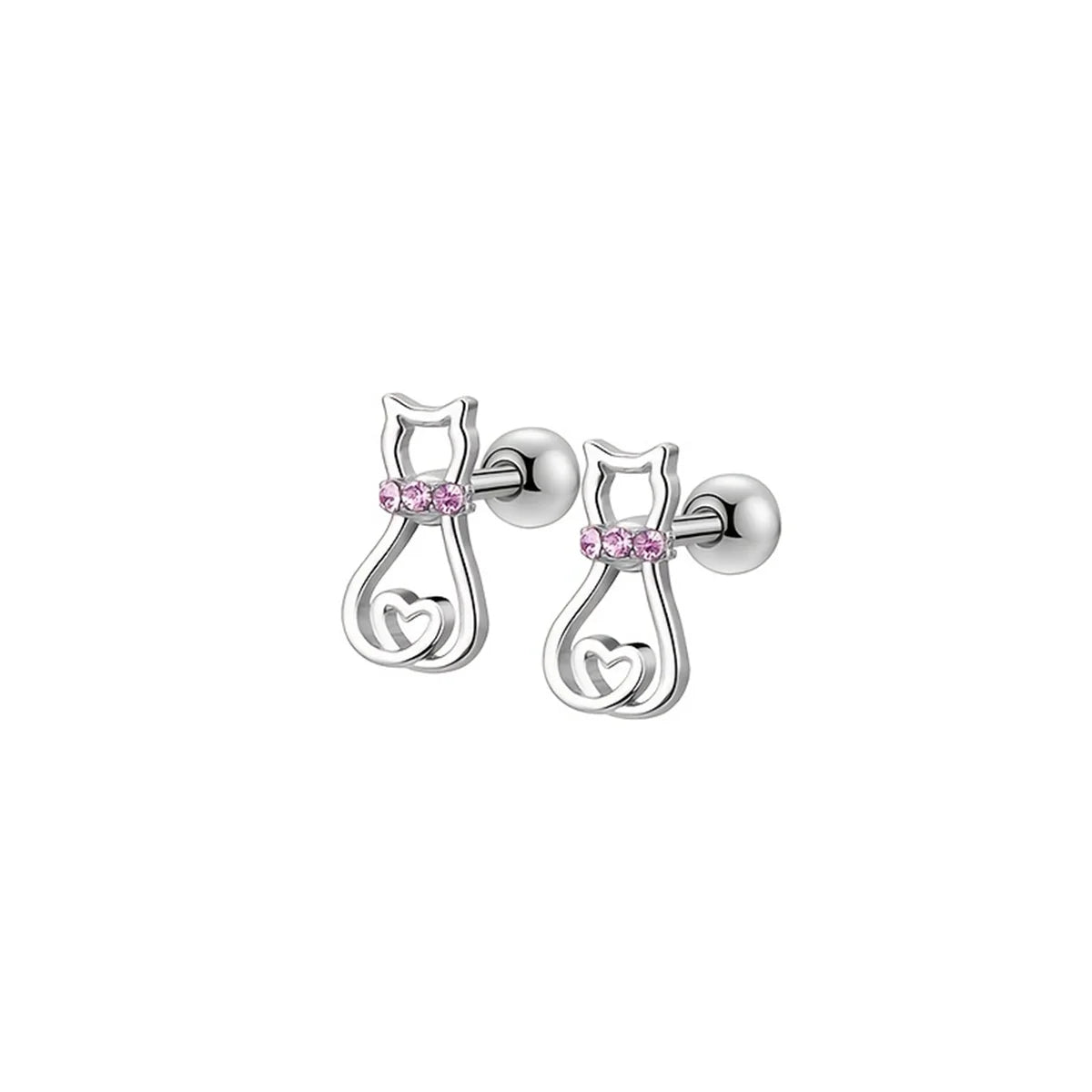 Chic Stainless Steel Stud Earrings Set with Cubic Zirconia and Cute Motifs