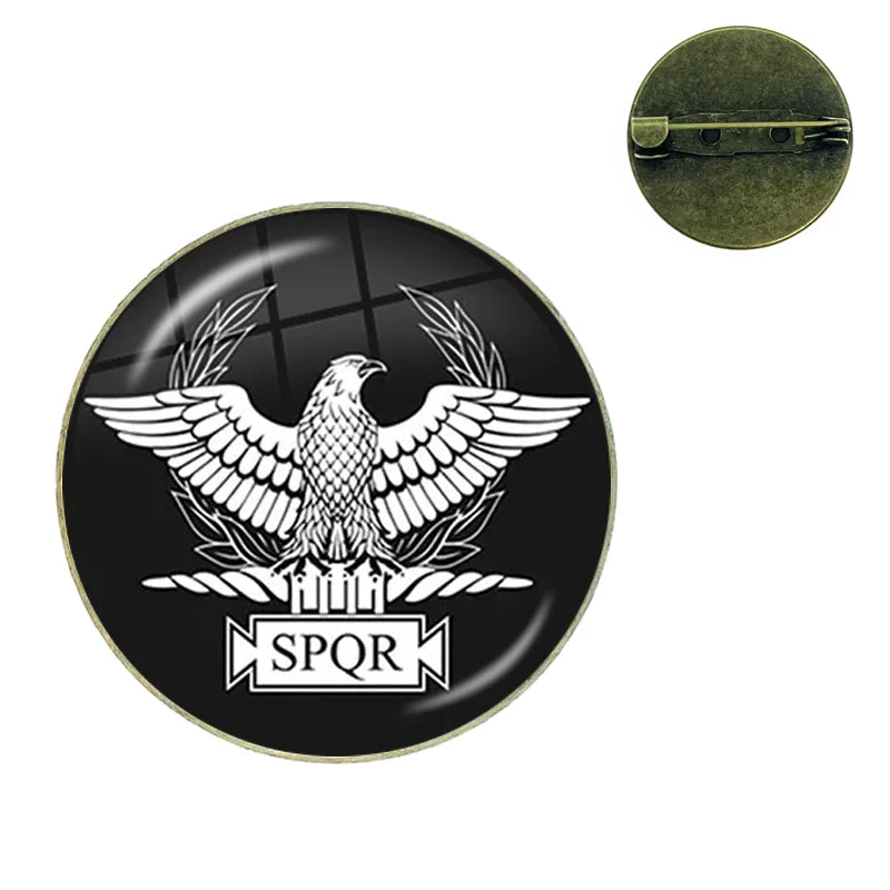 Vintage Roman Empire Legion Glass Cabochon Brooch Pins for Men and Women
