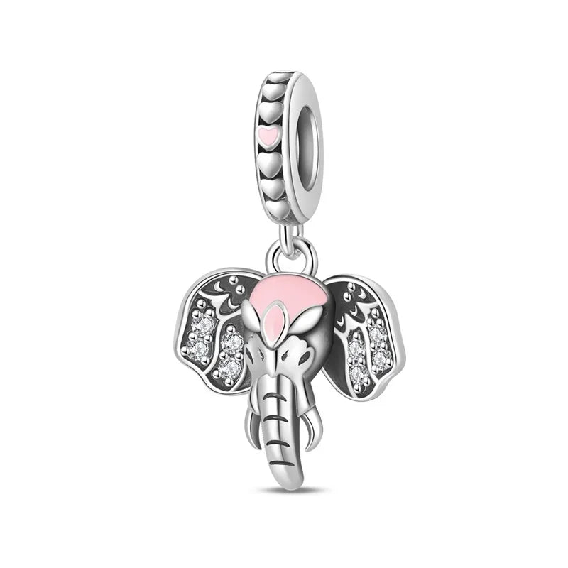 925 Sterling Silver Colorful Elephant Animal Charms for DIY Jewelry Necklace Bracelet Gifts