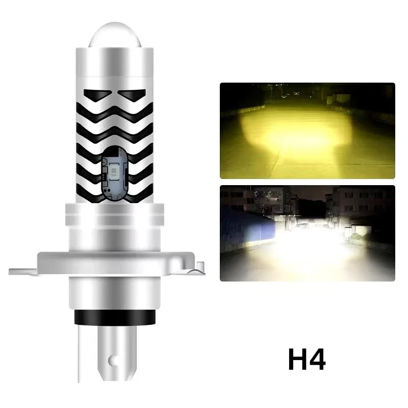 H4 H6 BA20D Dual Color LED Motorcycle Headlight Lamp