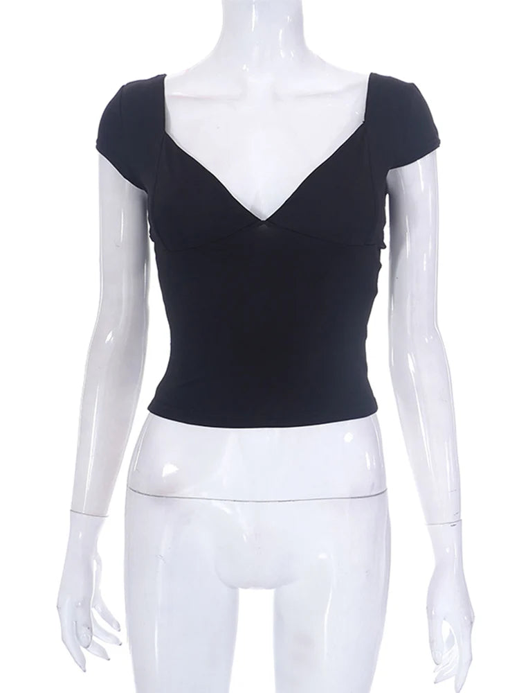 Green V Neck Tank Top For Women 2000s Aesthetic Streetwear